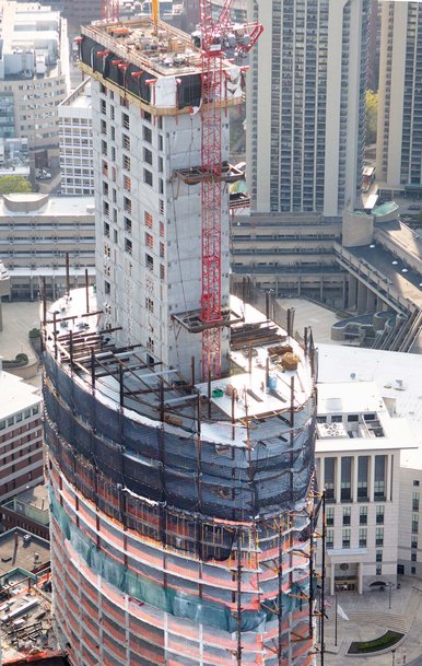 Internal climbing setup enables Potain cranes to fast-track Boston tower